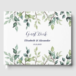 Minimalist Simple Pretty leaves branches wedding Guest Book