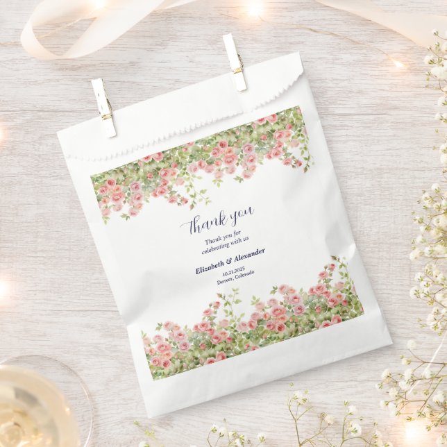 Minimalist Simple Pretty rose vine floral wedding Favour Bags (Clipped)