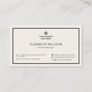 Minimalist Simple Professional Business Logo Ivory Business Card