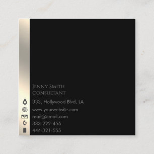 Minimalist simple professional gold black square business card