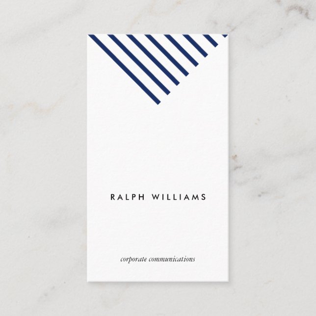Minimalist simple professional nautical blue lines business card (Front)