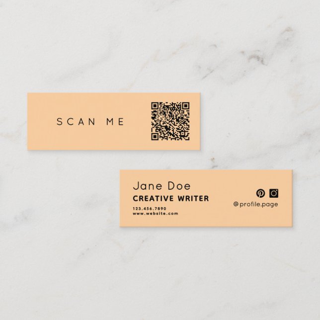 Minimalist simple professional QR code Mini Business Card (Front/Back)
