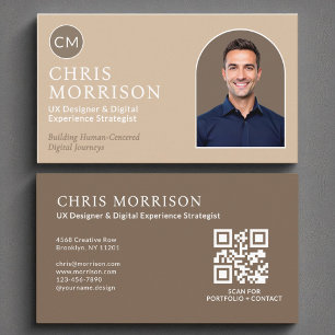 Minimalist Simple Professional QR Code Photo Business Card