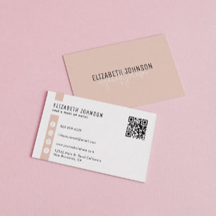 Minimalist Simple QR Code Boho Beige Business Card