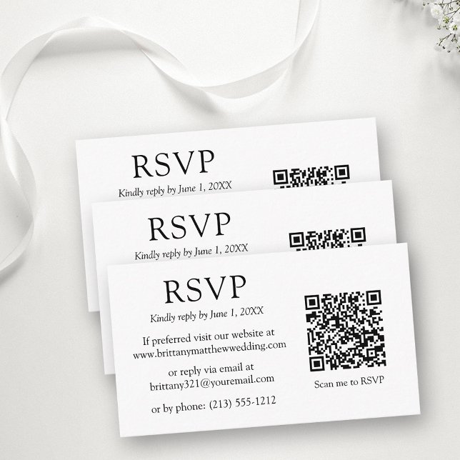 Minimalist Simple QR Code Wedding RSVP  Enclosure Card (Customize to change text size, style or color.)
