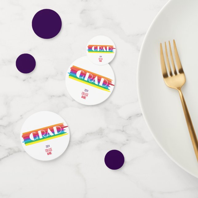 Minimalist simple rainbow graduate  confetti (Group)