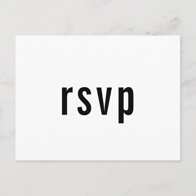 Minimalist Simple Reception Dinner RSVP Entree Invitation Postcard (Front)