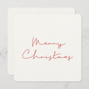 Minimalist Simple red text Merry Christmas Holiday Card