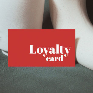 Minimalist Simple Red White Bold Loyalty Card