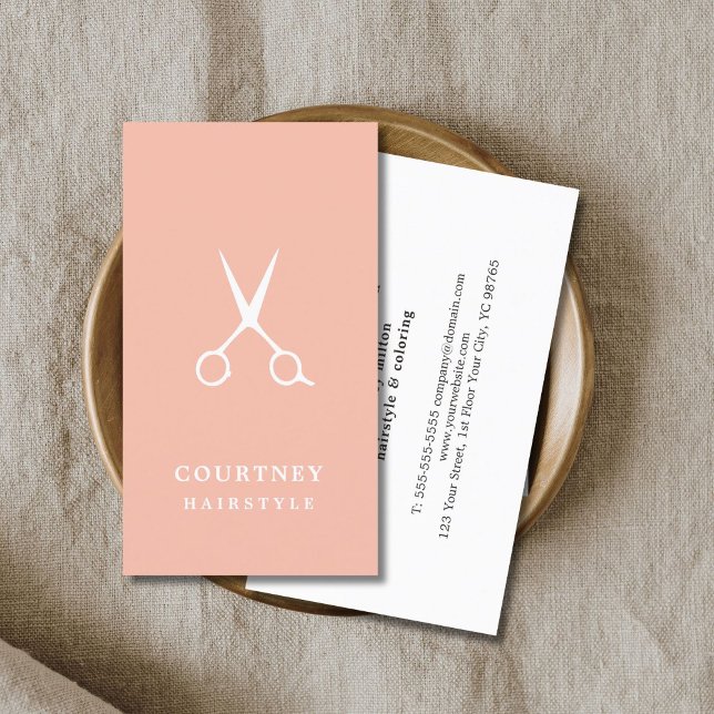 Minimalist Simple Rose and White Hair Stylist Business Card (Creator Uploaded)