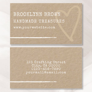Minimalist Simple Rustic Kraft Paper Heart Graphic Business Card