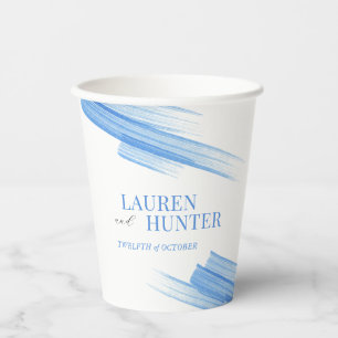 Minimalist simple sandy ink lines blue wedding paper cups
