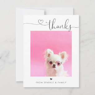 Minimalist Simple Script Heart Thank You Photo Card