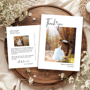 Minimalist Simple Script Heart Wedding Thank You Postcard