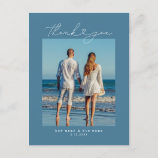 Minimalist Simple Script Heart Wedding Typewriter Postcard