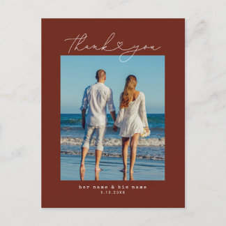 Minimalist Simple Script Heart Wedding Typewriter Postcard