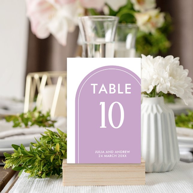 Minimalist simple script Lavender wedding Welcome Table Number (Creator Uploaded)