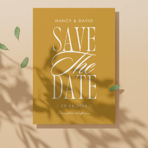 Minimalist Simple Script Mustard Wedding   Save The Date