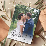 Minimalist Simple Script Photo Wedding Thank You Card<br><div class="desc">Simple modern wedding thank you card with note.</div>