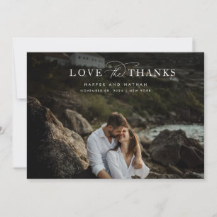 Minimalist Simple Script Wedding Photo Thank You Card