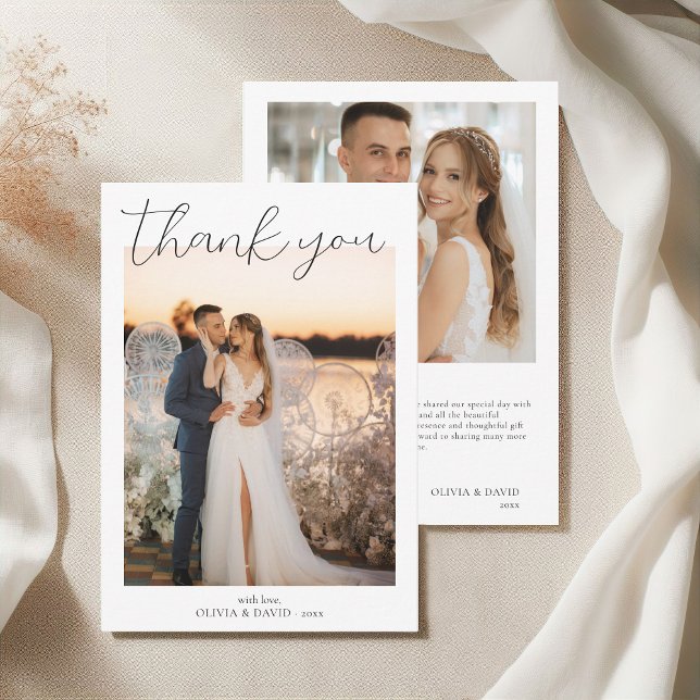 Minimalist Simple Script Wedding Photo Thank You Card (Minimalist Simple Script Wedding Photo Thank You Card)