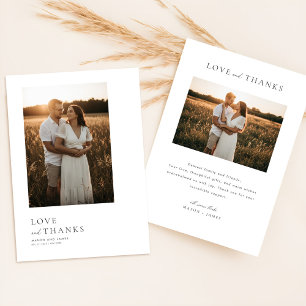 Minimalist Simple Script with Boho Wedding Photo  Thank You Card