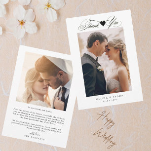 Minimalist Simple Script with Heart Wedding Photo Invitation