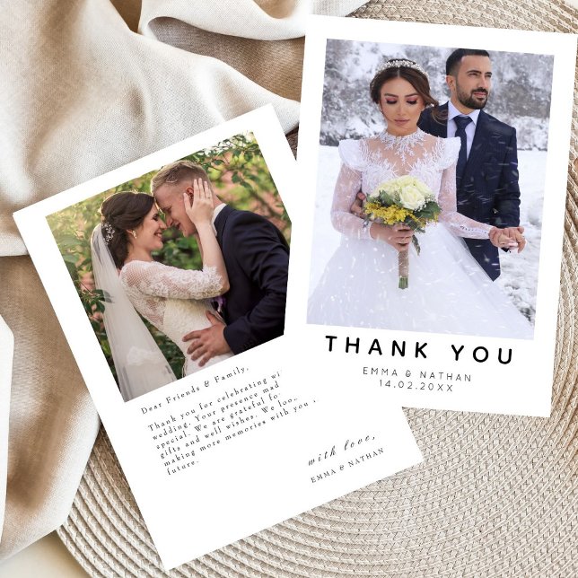 Minimalist Simple Script with Heart Wedding Photo  Thank You Card (Creator Uploaded)