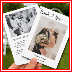 Minimalist Simple Script with Heart Wedding Photo Thank You Card