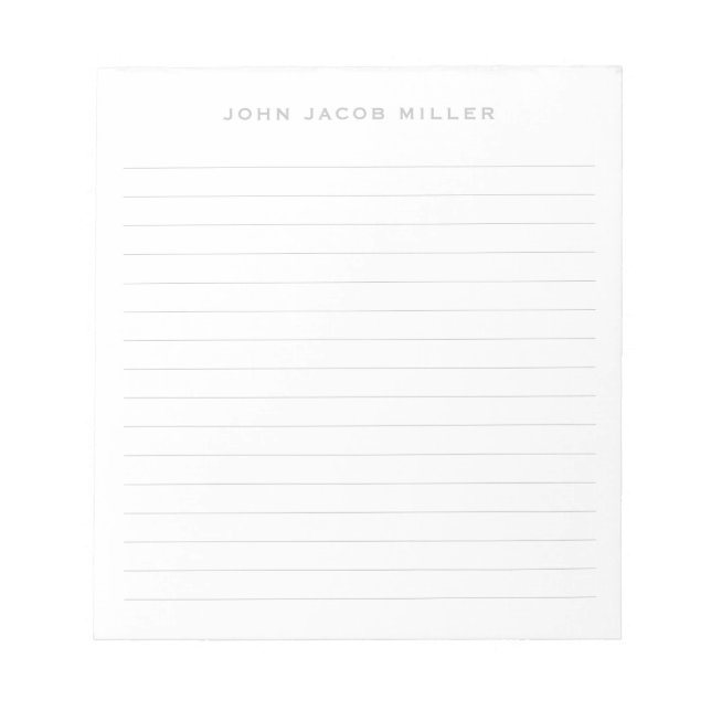 Minimalist Simple Silver Grey Lined Notepad (Front)