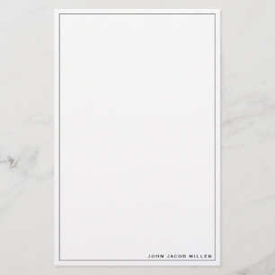 Minimalist Simple Square Border Black Stationery