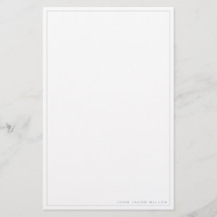 Minimalist Simple Square Border Silver Grey Stationery