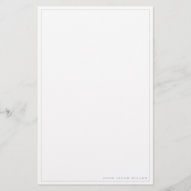 Minimalist Simple Square Border Silver Grey Stationery (Front)