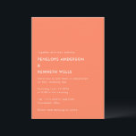 Minimalist Simple Tangerine Orange Wedding Invitation<br><div class="desc">This colourful wedding invitation features a minimalist composition and simple typography on a tangerine background.</div>