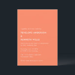 Minimalist Simple Tangerine Orange Wedding Invitation<br><div class="desc">This colourful wedding invitation features a minimalist composition and simple typography on a tangerine background.</div>