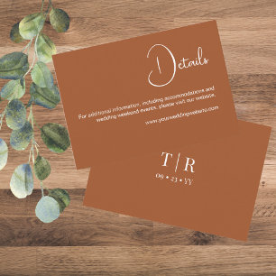 Minimalist Simple Terracota Wedding Details Enclosure Card