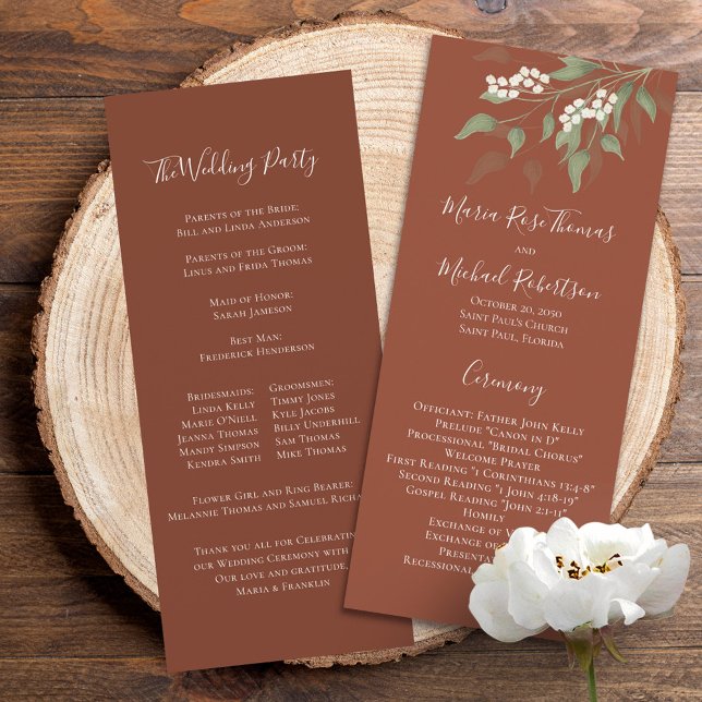 Minimalist Simple Terracotta Wedding Ceremony  Programme (Creator Uploaded)
