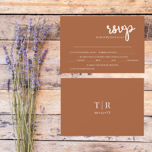 Minimalist Simple Terracotta Wedding RSVP Card