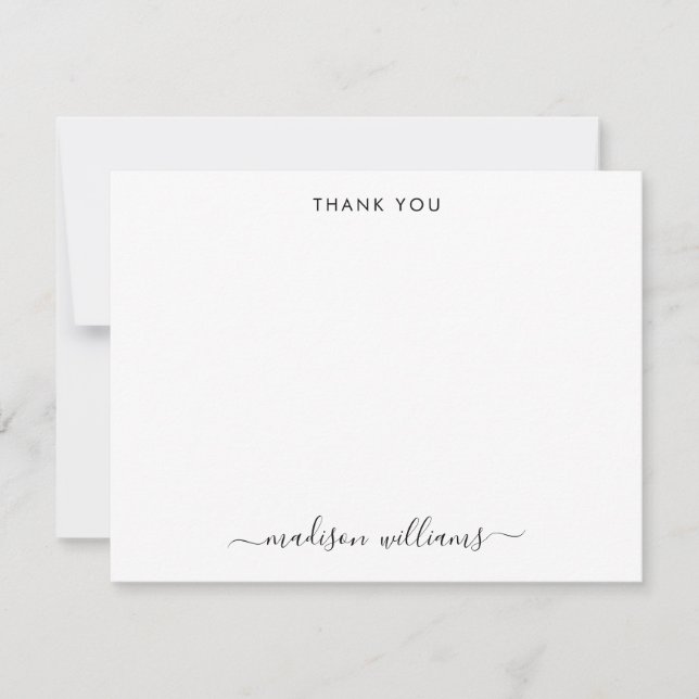 Minimalist Simple Thank You Modern Script Name Card (Front)