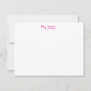 Minimalist Simple Two Initial Split line Magenta Card