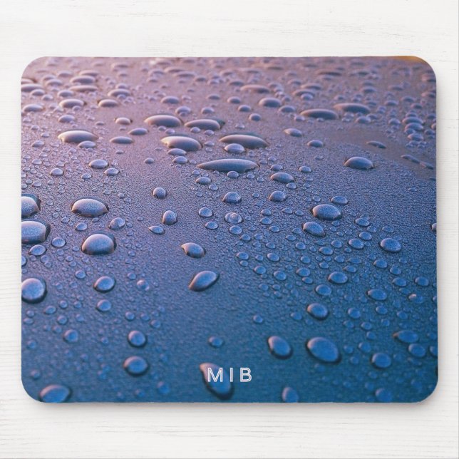 Minimalist Simple Two Monogram Purple Water Drop Mouse Pad (Front)