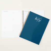 Minimalist Simple Two Monogram Teal Blue