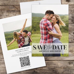 Minimalist Simple Two Photo   QR Code Website Save The Date