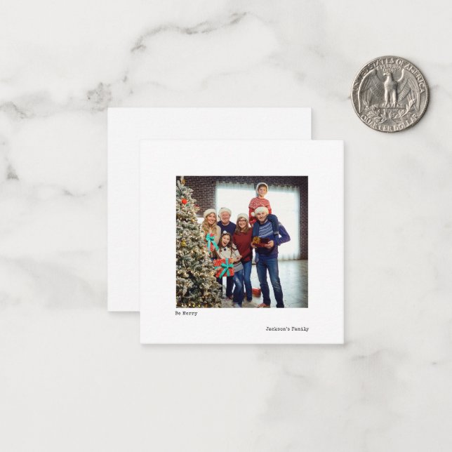 Minimalist Simple Typewriter Christmas Photo Card (Front/Back In Situ)