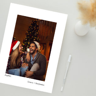 Minimalist Simple Typewriter Christmas Photo  Holiday Card
