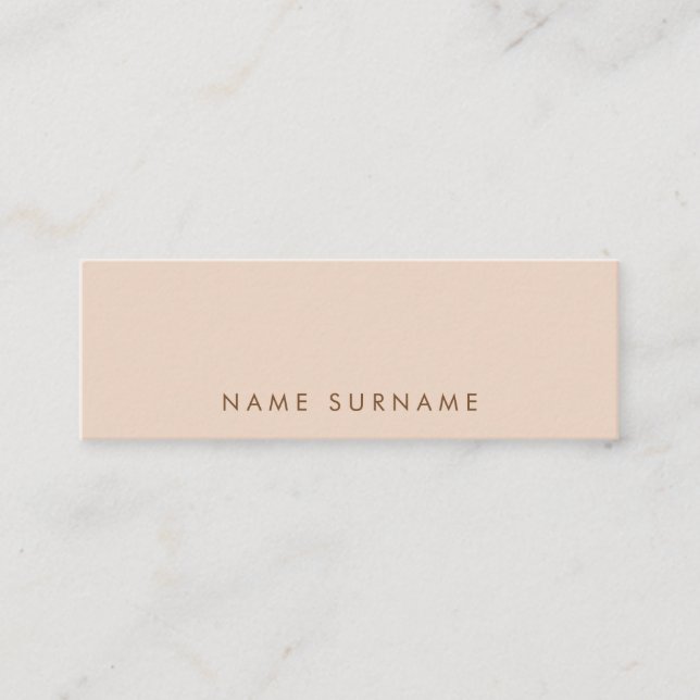 Minimalist Simple Typo Peach Mini Business Card (Front)