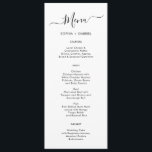 Minimalist Simple Typography Wedding Menu Card<br><div class="desc">Minimalist Simple Typography Wedding Menu Card is perfect for a modern minimal wedding. Design featuring black hand lettered typography/calligraphy on a white background, with a simple clean look. This menu can be used for a wedding reception, rehearsal dinner, or any event. Great wedding menu cards for modern wedding, minimalist wedding...</div>