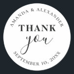 Minimalist simple typography wedding thank you classic round sticker<br><div class="desc">Minimalist simple typography wedding thank you sticker. Please contact me if you need additional items.</div>
