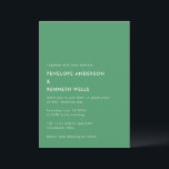 Minimalist Simple Wedding Basic Kelly Green Invitation<br><div class="desc">This colourful wedding invitation features a minimalist composition and simple typography on a kelly green background.</div>