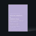 Minimalist Simple Wedding Basic Lavender Purple Invitation<br><div class="desc">This colourful wedding invitation features a minimalist composition and simple typography on a lavender background.</div>